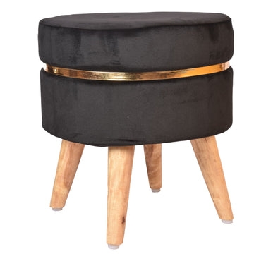 Black Colour Smooth Ring Velvet Pouf